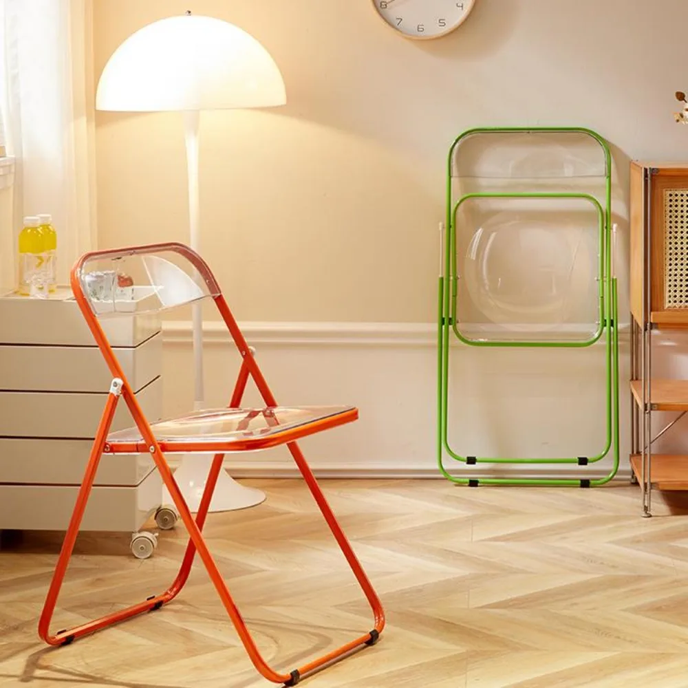 Designer Folding Dining Chair Cheap Transparent Nordic Clothing Store Chairs Ultralight Space Saving Silla Plegable Furniture