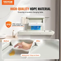 VEVOR Wall-Mounted Baby Changing Station Horizontal Foldable Diaper Change Table w/ Safety Straps and Hanging Rods for Newborns 2
