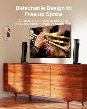 ULTIMEA 2.2ch 100W TV Soundbar, 2-in-1 Detachable Bluetooth 5.3 Soundbar for TV, 3 EQ Modes, Bass Adjustable for TV Speakers 3
