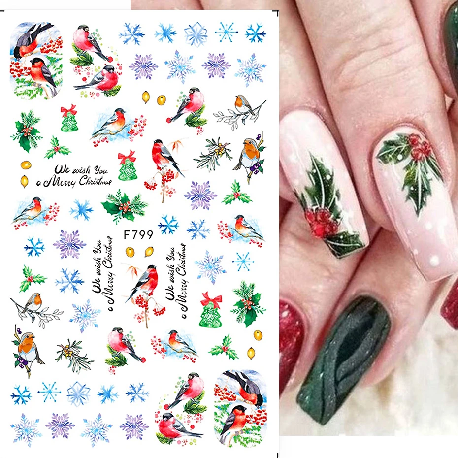 Snowy 3d Decals Nail Art Decoration Mistletoe Robin Christmas Cartoon Nail  Stickers Designs Winter Manicure Dropshipping - Stickers & Decals -  AliExpress