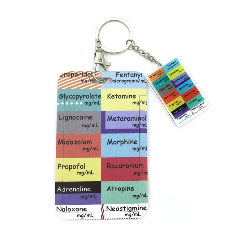 Medical Knowledge Cute Acrylic Keychain Cartoon Key Ring for Women's Backpacks Bags Car Jewelry Best Gift Id Badge Holder Gifts