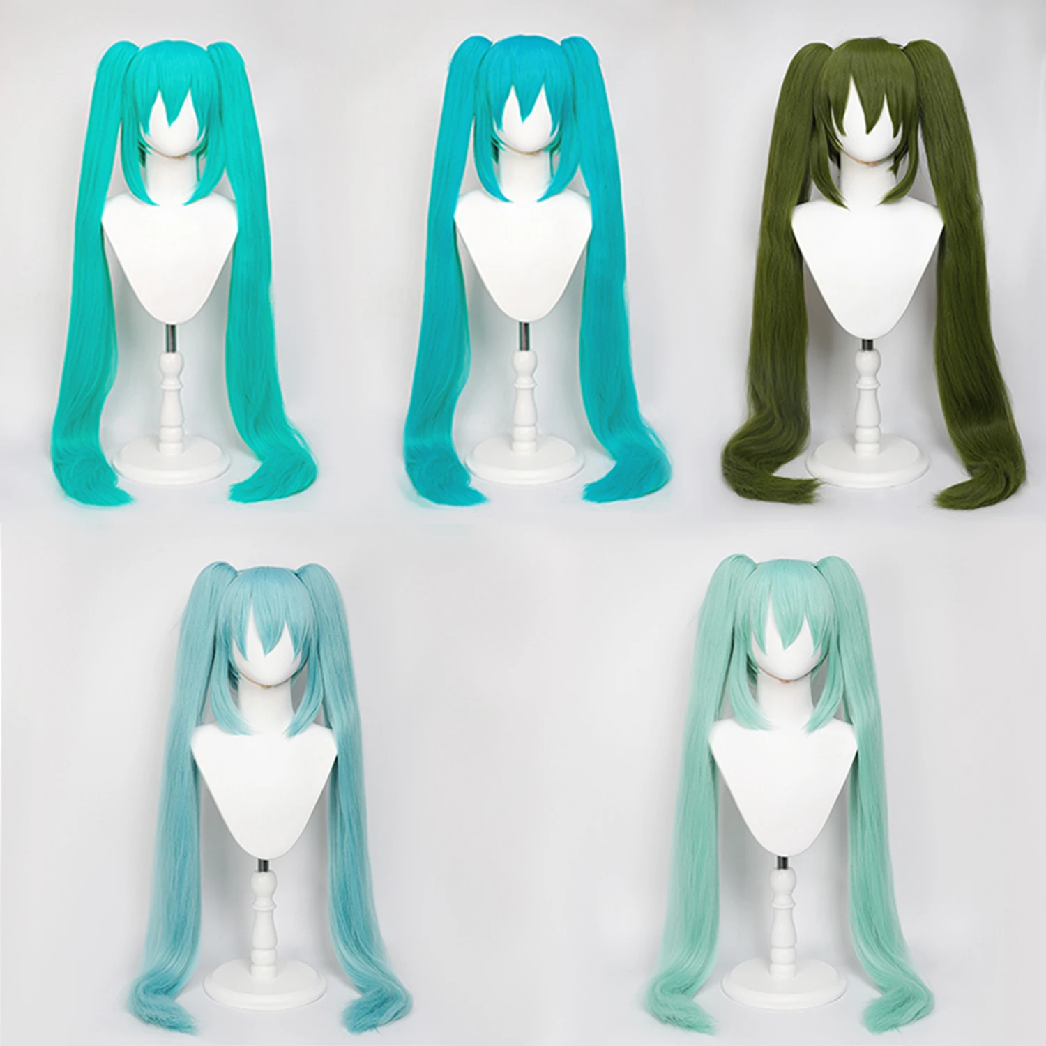 110cm Long Straight Cosplay Synthetic Hair Wig + Clip Ponytails Heat Resistant Cosplay Wigs