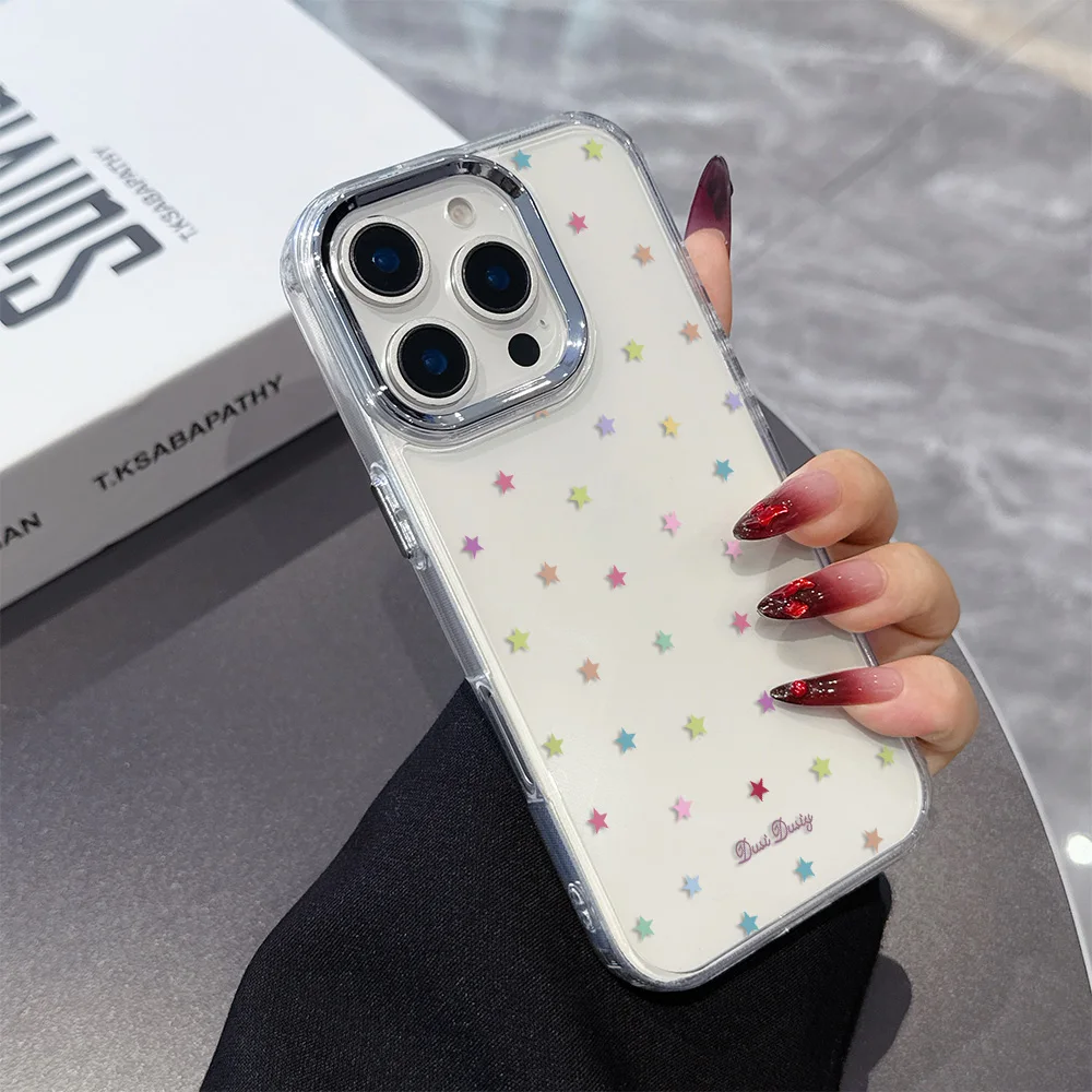 Elegant Black Stars Full Screen Phone Case - Soft Korean Design