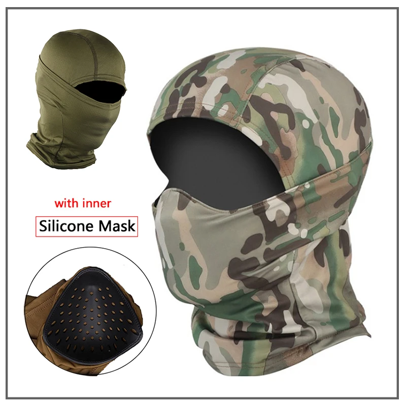 

Tactical Mask Outdoor Balaclava Head Mask Silicone Half Mask Windproof Helmet Airsoft Hunting CS Game Sunscreen Hat