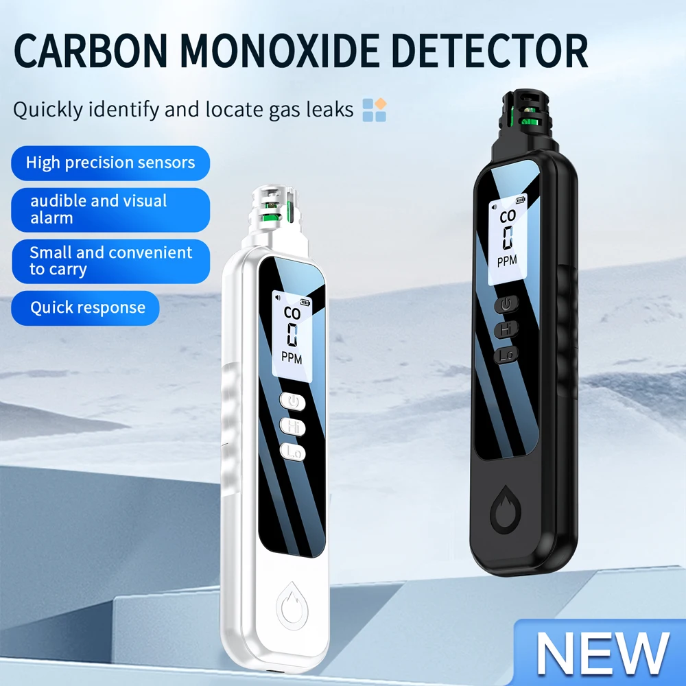 CO Tester Portable Electrochemical Sensor 1.1inch LCD Screen Carbon Monoxide Detector Sound Lihgt Alarm Low Battery Reminder