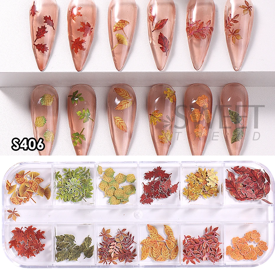 Autumn Maple Leaf Nail Art Sequins Set – Decorative DIY Charm Manicure Accessories