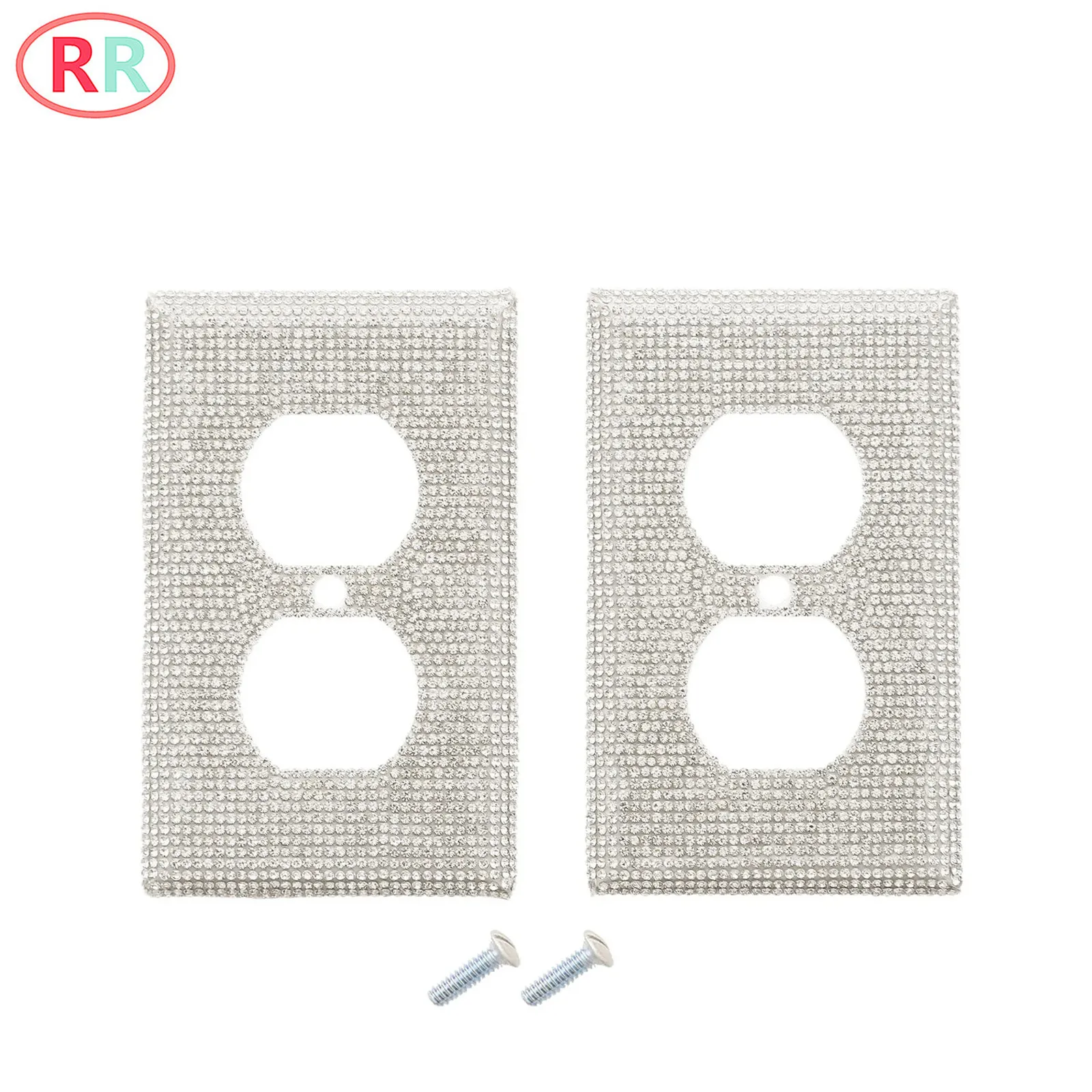 

2Pcs Shiny Rhinestones Outlet Covers Wall Plate Cover Switch Cover Decorative Light Switch Cove Bling Outlet Cover