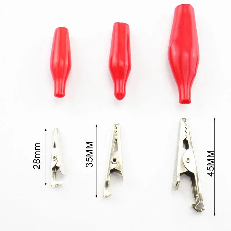 Alligator Clips 28mm 35mm 45mm Electrical Alligator Clip Test lead cable Metal Meter Clamp Testing Probe Crocodile Black Red Cover moto bike DIY