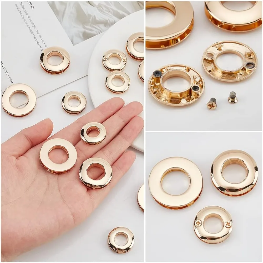 Alloy Eyelets Grommets 18pcs 10.5/13.8/16mm Round Grommet Snap Hole O-Ring Bag Loop Connector