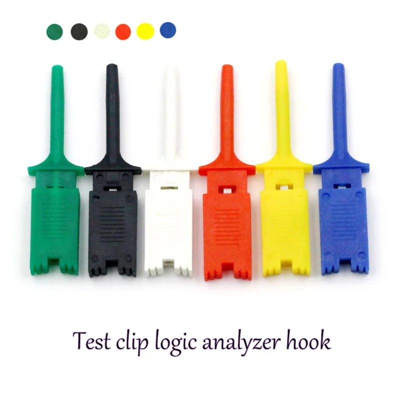 2PCS For Logic Analyzer Testing Hook Clamp Double Testing Clamp Red Black Yellow Green Blue White Flattened Connection