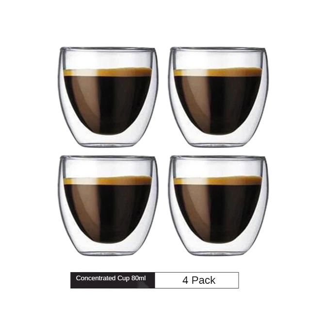 Double-Wall Glass Espresso Cups, Set of 4