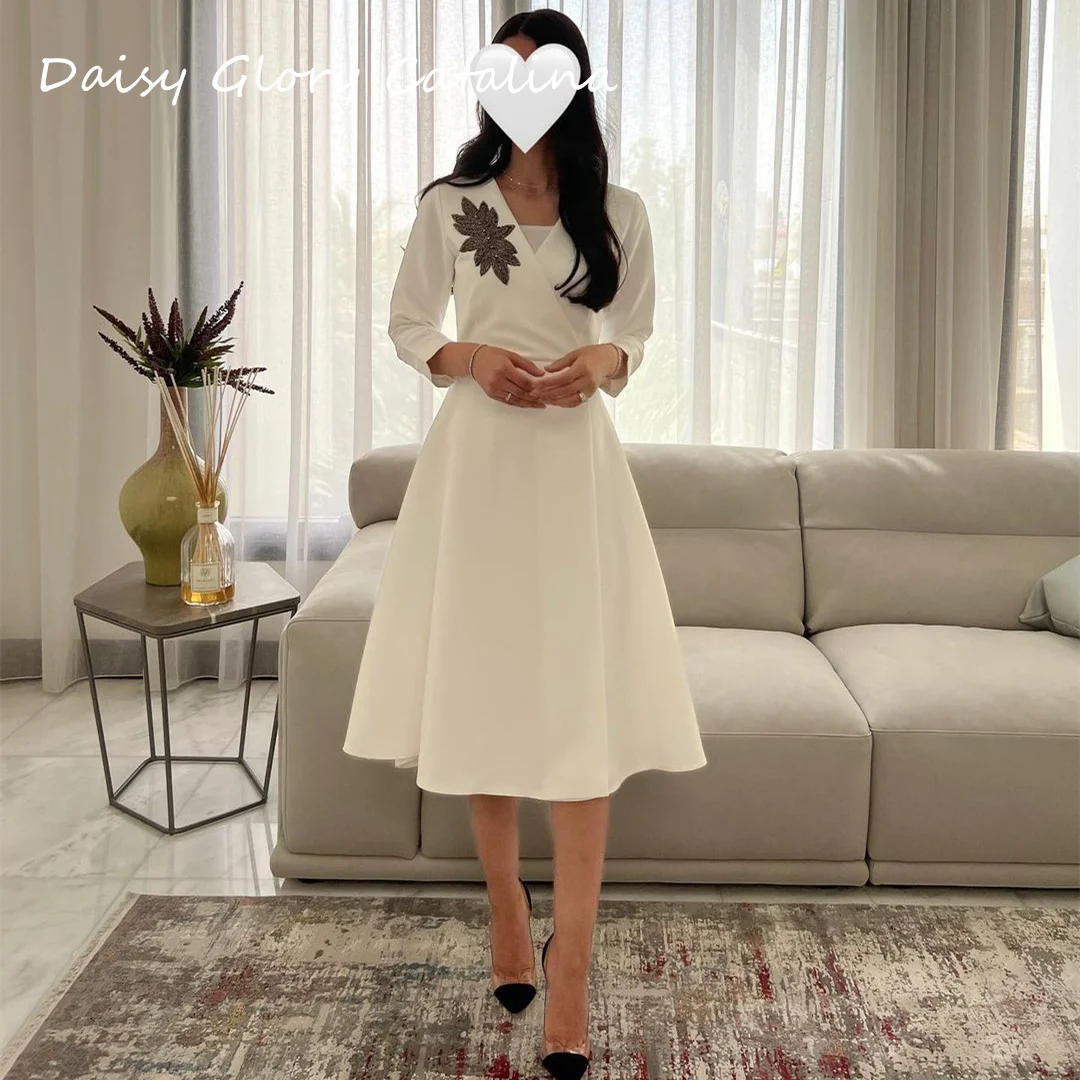 

Simple V-neck Formal Dress For Women 2024 Prom Dress Evening Gown Ruffle Sleeveless Chiffon Knee-length Zipper Up Lace Cocktail