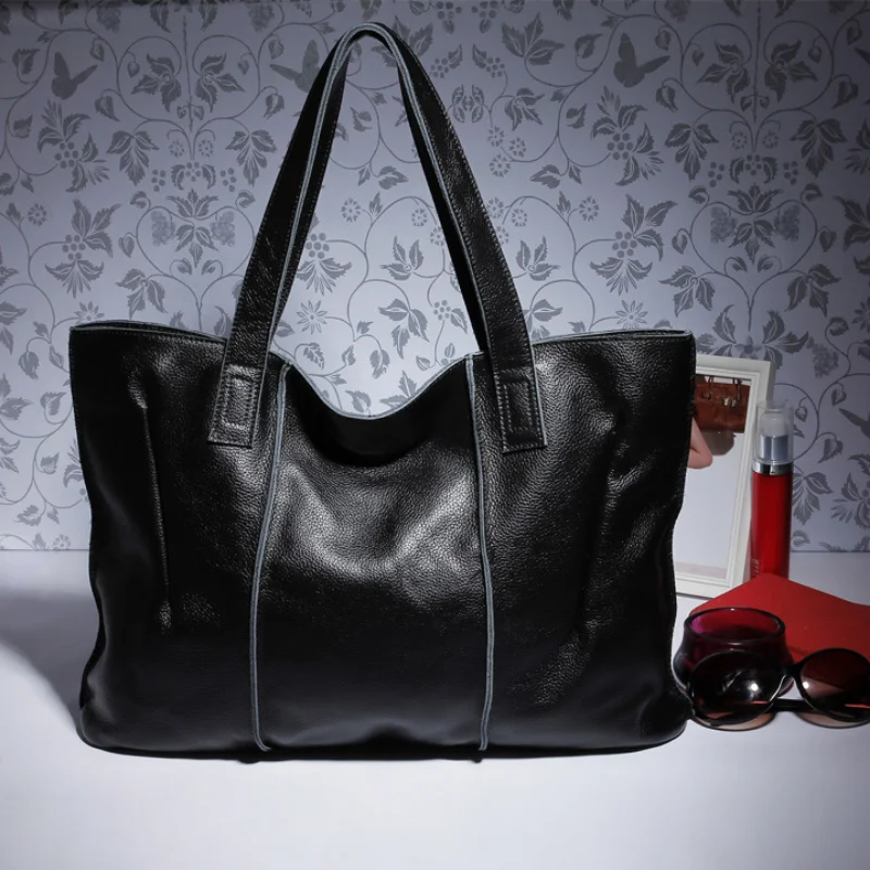 

100% Leather Shoulder Tote Bags for Women Luxury Famous Brand Women's Designer Large Capacity Handbag Trend Female Armpit Bag