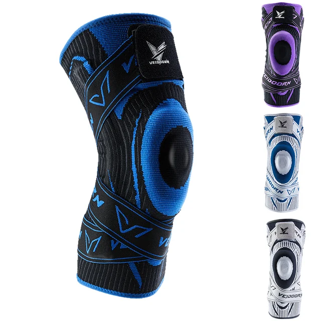 Veidoorn Compression Knee Brace with Straps TPE Pad Anti-Slip Silicone Gel Arthritis Support Sports Knee Sleeve for Running