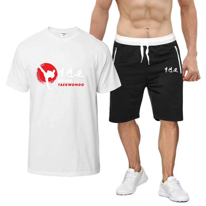 Summer Mens Comfortable Leisure Print Tshirt Shorts Set