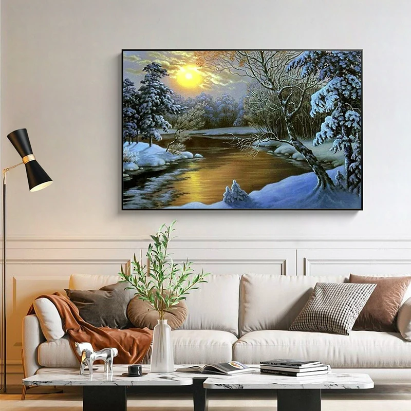 雪の時計台 油絵 62×47㌢