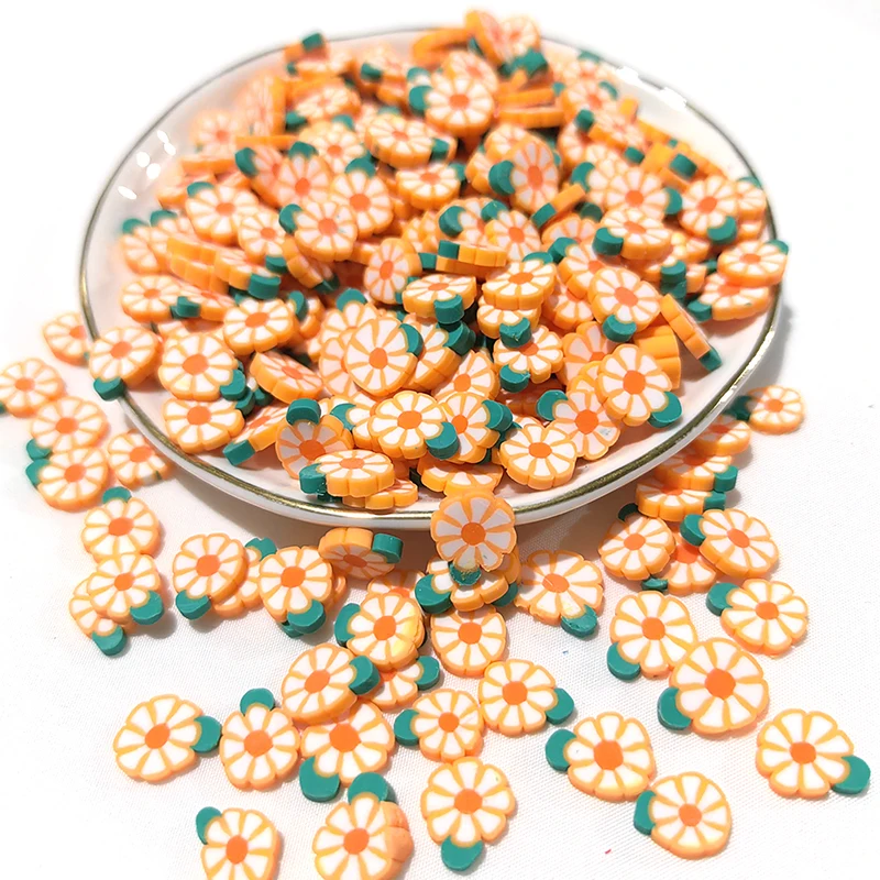 500g/Bag 10mm Mix Color Flower Smile Face Fruit Shape Polymer Clay Spacer Loose Slice Polym Clay Dollhouse Toys Phone Decor 2