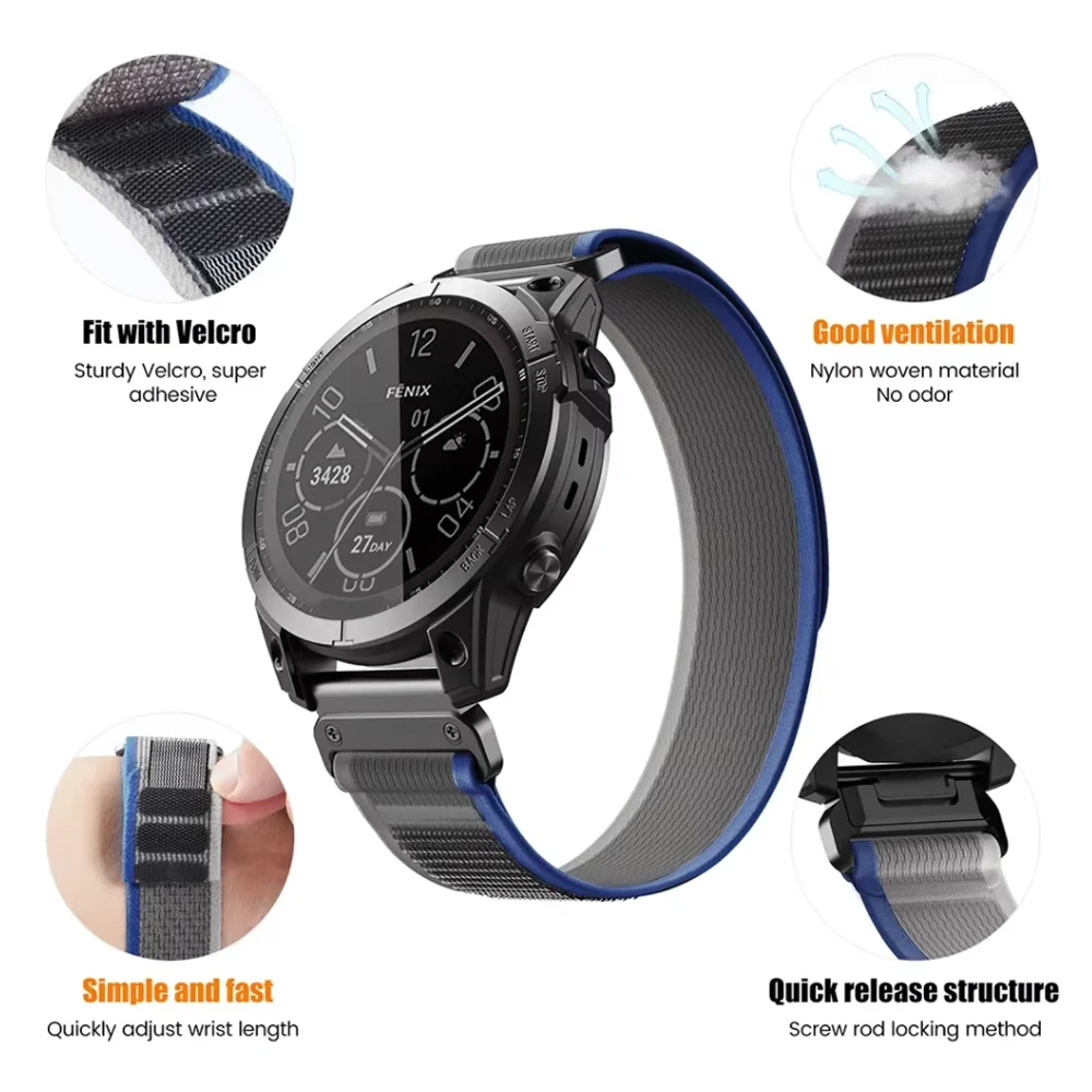 QuickFit Sports Nylon Strap Bracelet, 26mm/22mm
