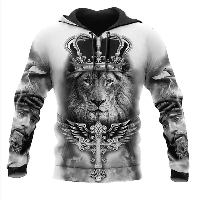 thumbnail image 1 of Sudadera con capucha para hombre, con estampado de tigre en 3D, holgada, de diseñador, para primavera y otoño, de manga larga, talla 4XL, ropa Harajuku Y2k de gran tamaño, 1 of 5