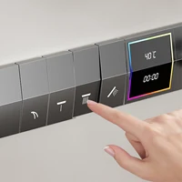 ระบบอาบน้ำทองเหลืองสีเทาสุดหรูการออกแบบจอแสดงผลดิจิตอล LED อัจฉริยะติดผนังควบคุมคู่แบบเย็น & ร้อน4ฟังก์ชั่น 5