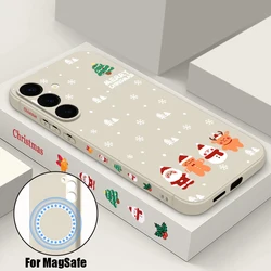 Festive Christmas Tree Magnetic Case with Magsafe Wireless Charging Compatibility and Lanyard - Soft Cover for Samsung S25 Plus (A626 Beige White)