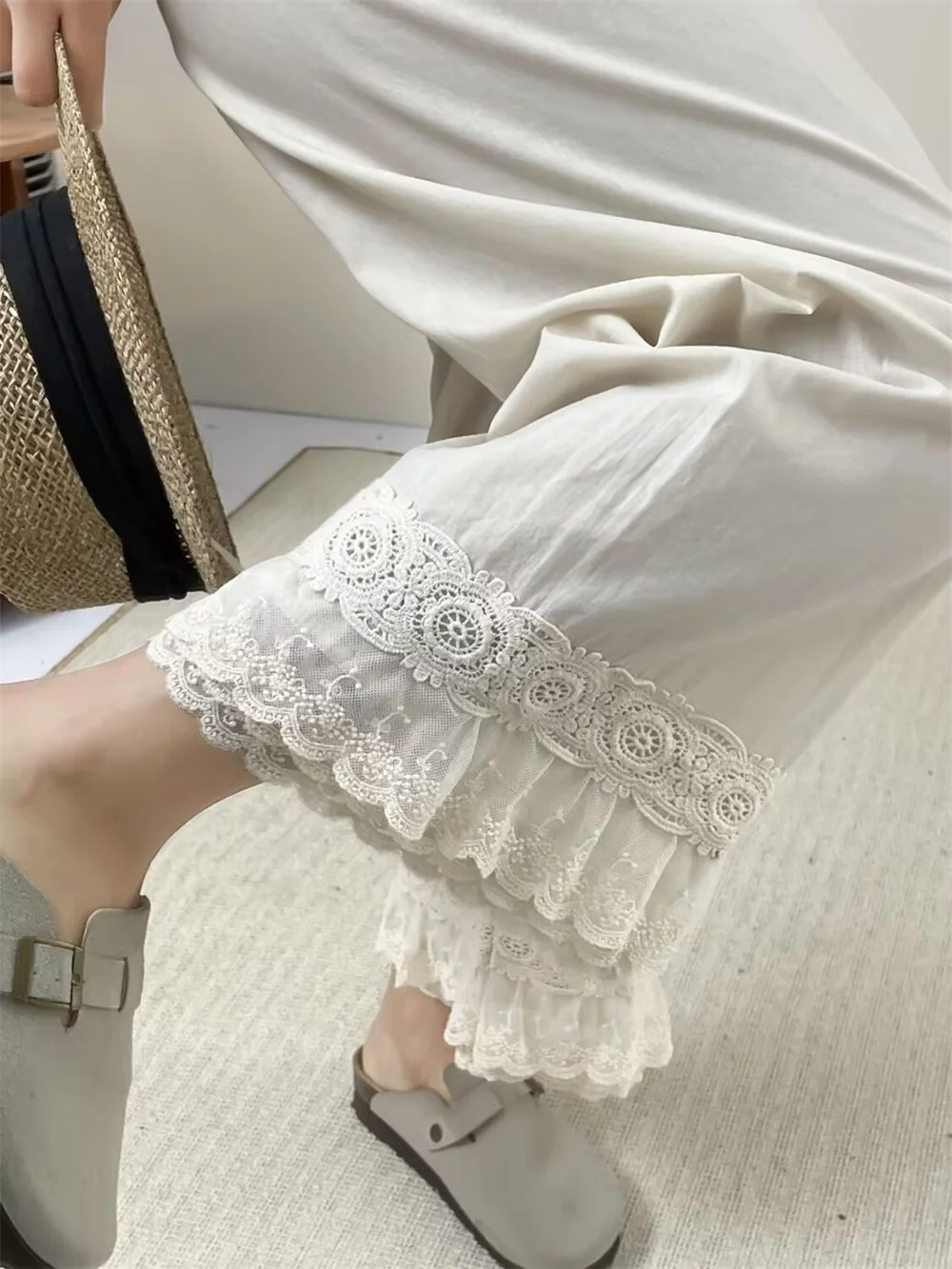 รูปสินค้า กางเกงผ้าลินินแฟชั่นเกาหลี ใส่สบาย ไม่ร้อน ฤดูร้อน