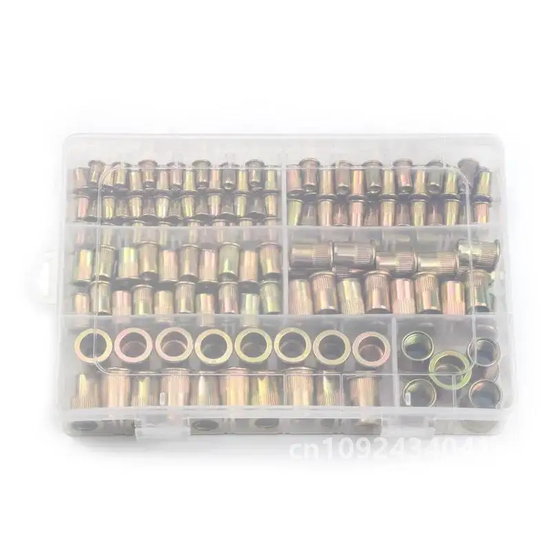 210/165/100PCS Box Rivet Nuts Carbon Steel M4 M5 M6 M8 M10 M12 Flat Head Rivet Nuts Set Hardware Multi Sizes Insert Rivet Nuts 2