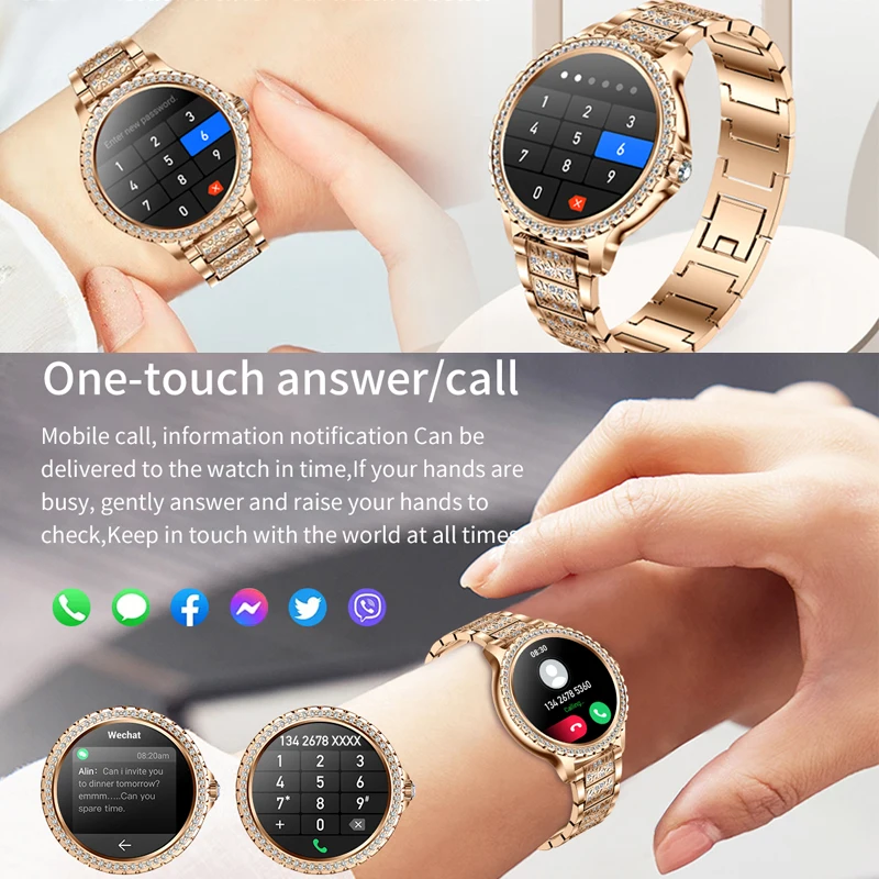 Fashion Women's Smart Watch 1.32 inch AMOLED 360*360 HD Screen Bluetooth Call Smartwatch Women Health Monitoring Bracelet Mujer