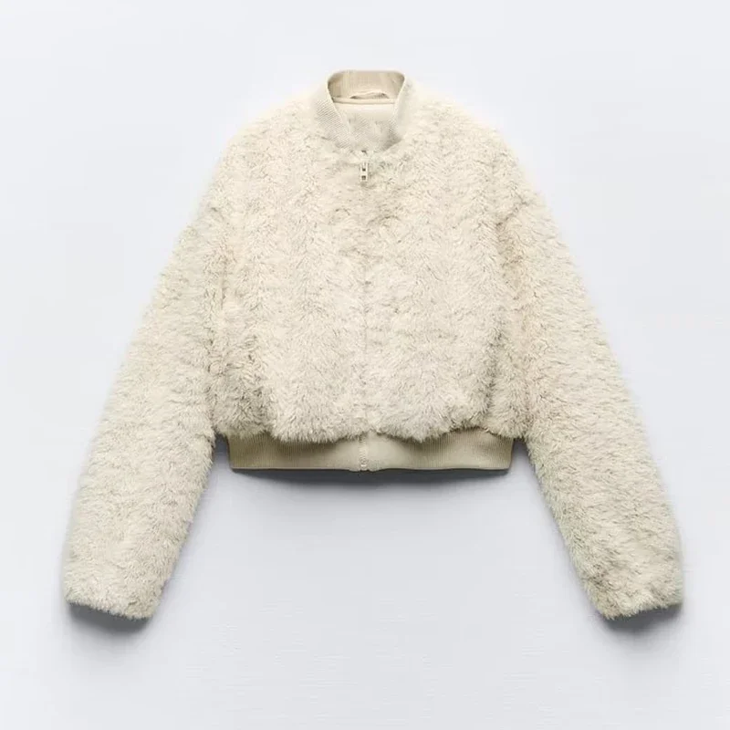 

Female With Pockets Versatile Short Coats Women Fashion Winter Coats Women's Artificial Fur Long Sleeve Outerwear Jackets