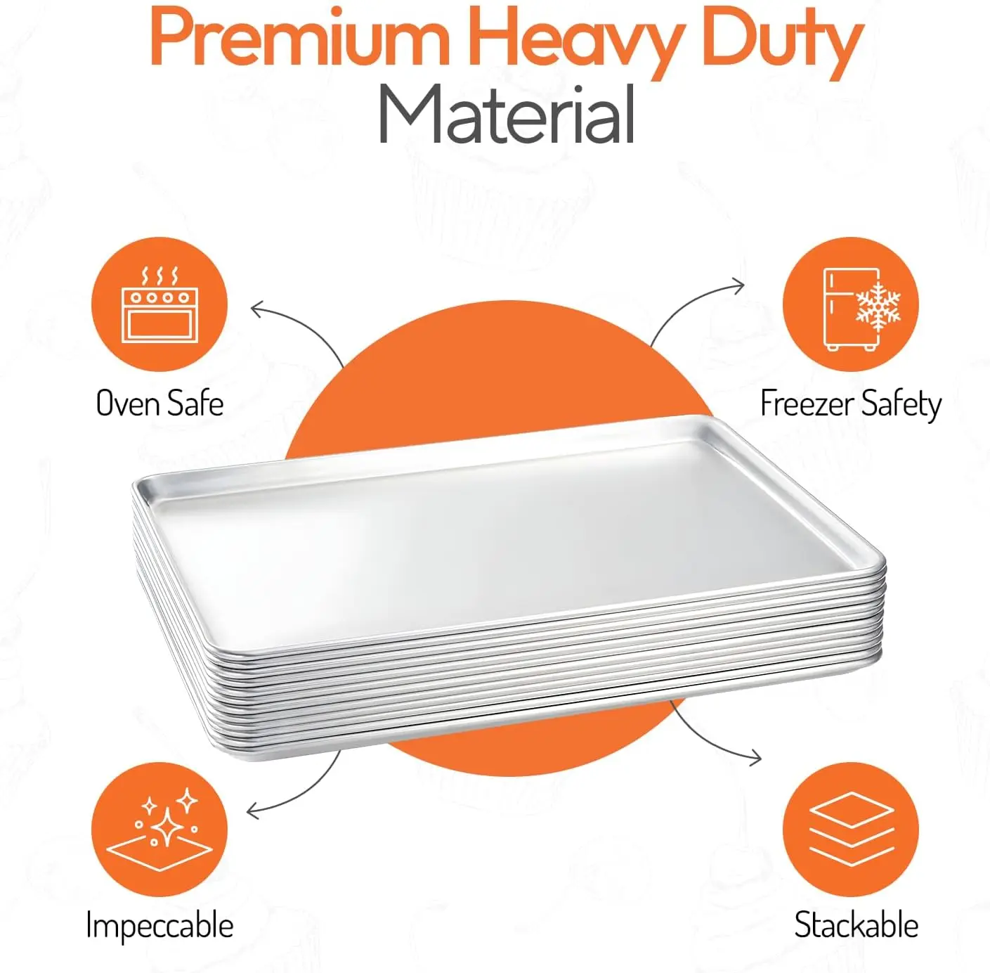 Full Size 18 x 26 inch Aluminum Sheet Pan Commercial Bakery Equipment Cake Pans 19 Gauge 12 Pack
