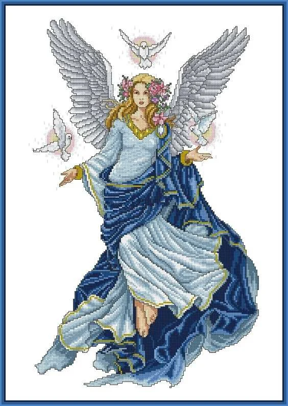 

DIY Chinese Cross-Stitch Kits, Blue Skirt Fairy, Embroidery Needlework Sets, Cross Stitch, 16CT, 14CT, 18CT