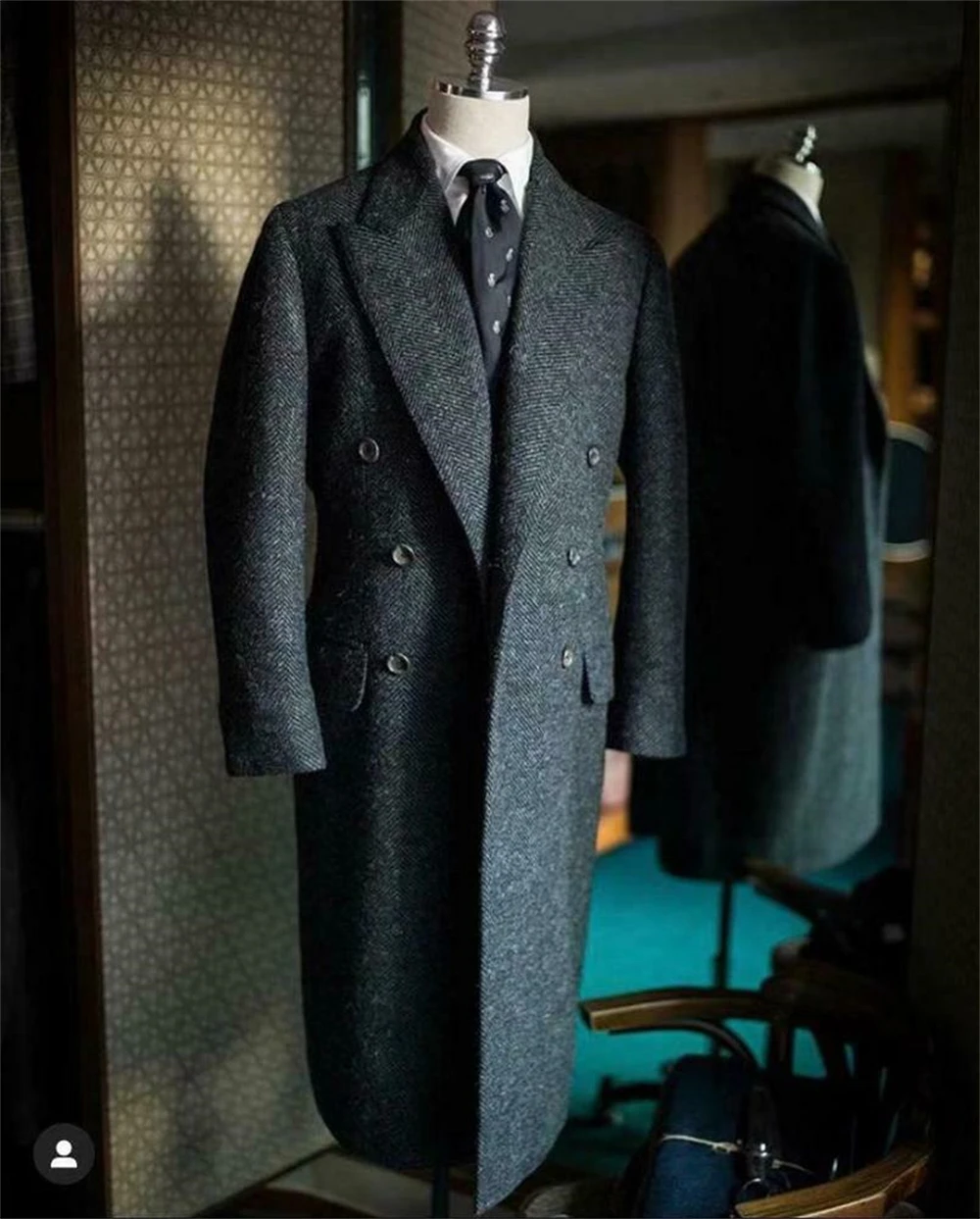 Men's Suits Herringbone Overcoat Thick Woolen Winter Long Formal Casual Jacket Tuxedo Party Outfit Handsome Coat men suits jackets