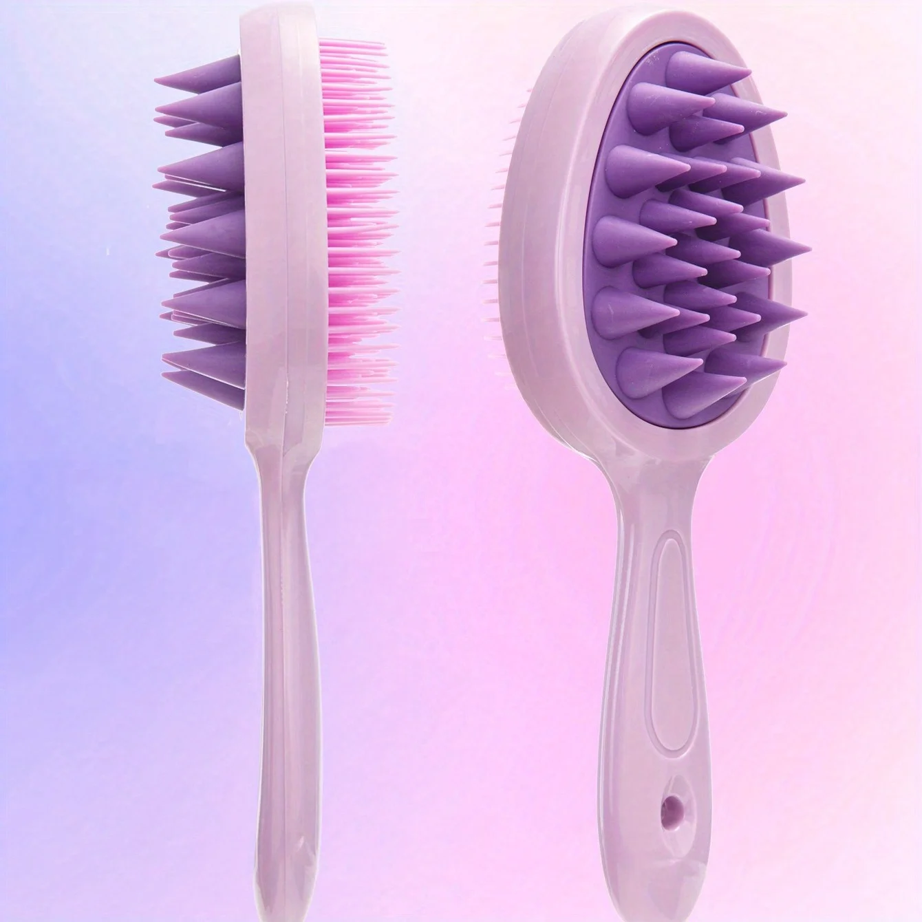 2-in-1 Detangling Hair Brush – Scalp Massage Dual-Purpose Finishing Comb with Long Handle for Wet & Dry Use, Double-Tooth Design