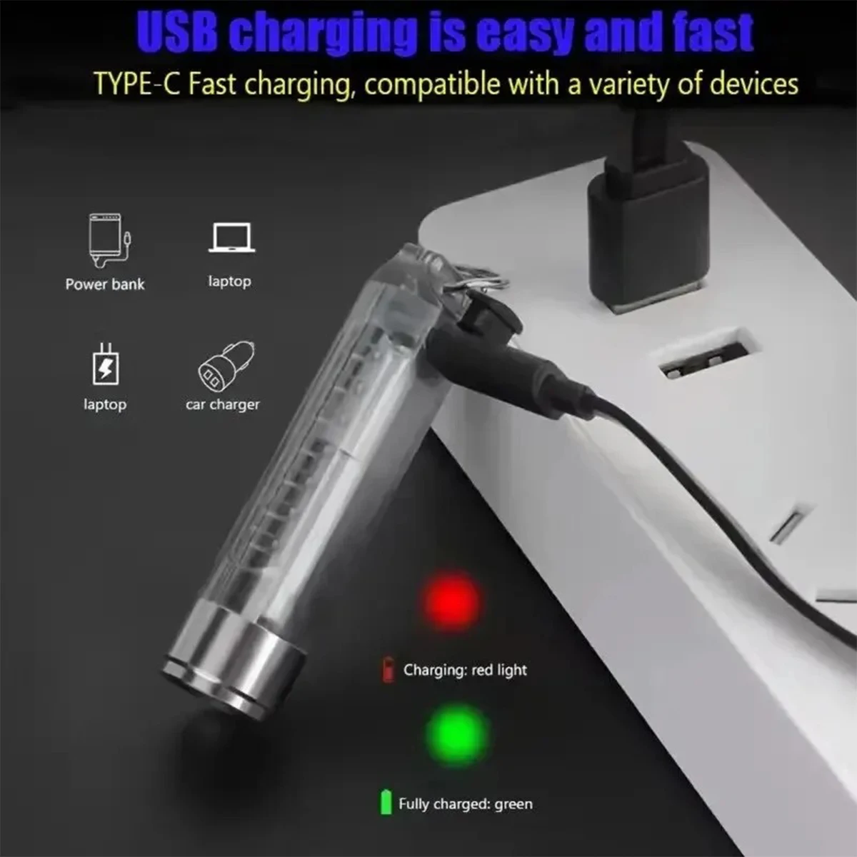 1PCS Rechargeable Mini Flashlight 10 Modes Magnetic Base For Camping Outdoor Activities
