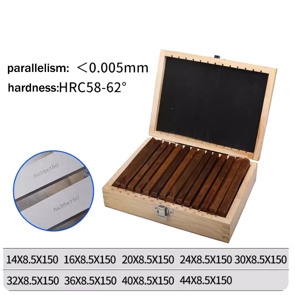 

Block Set High Quality 150x8.5 mm 18pcs Precision Parallel Set, Parallelism: 0.01mm, Parallel Block Gauge Set