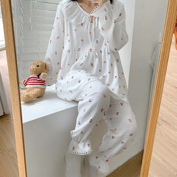 100% Double Gauze Cotton Maternity Nursing Sleepwear Sets Summer Loose Feeding Pajamas Suits Pregnancy Postpartum Home Lounge