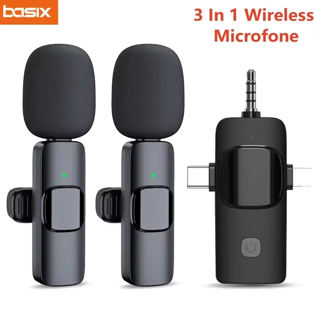 Basix Mini Lavalier Microphone Portable Audio Recording Mini Mic Wireless Microphone for mobile
