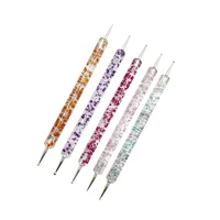 5Pc Rhinestone Design Dual End Acrylic Nail Art Carving Dotting Pen Tip Liner Painting Drawing Brush Gel UV Polish Manicure Tool 2