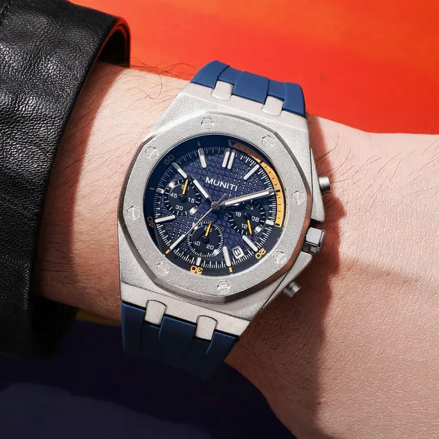 Fashion Quartz Watch for Men Silicone Strap Sport Chronograph Wristwatch with Auto Date Analog Waterproof Watches Man часы reloj 1