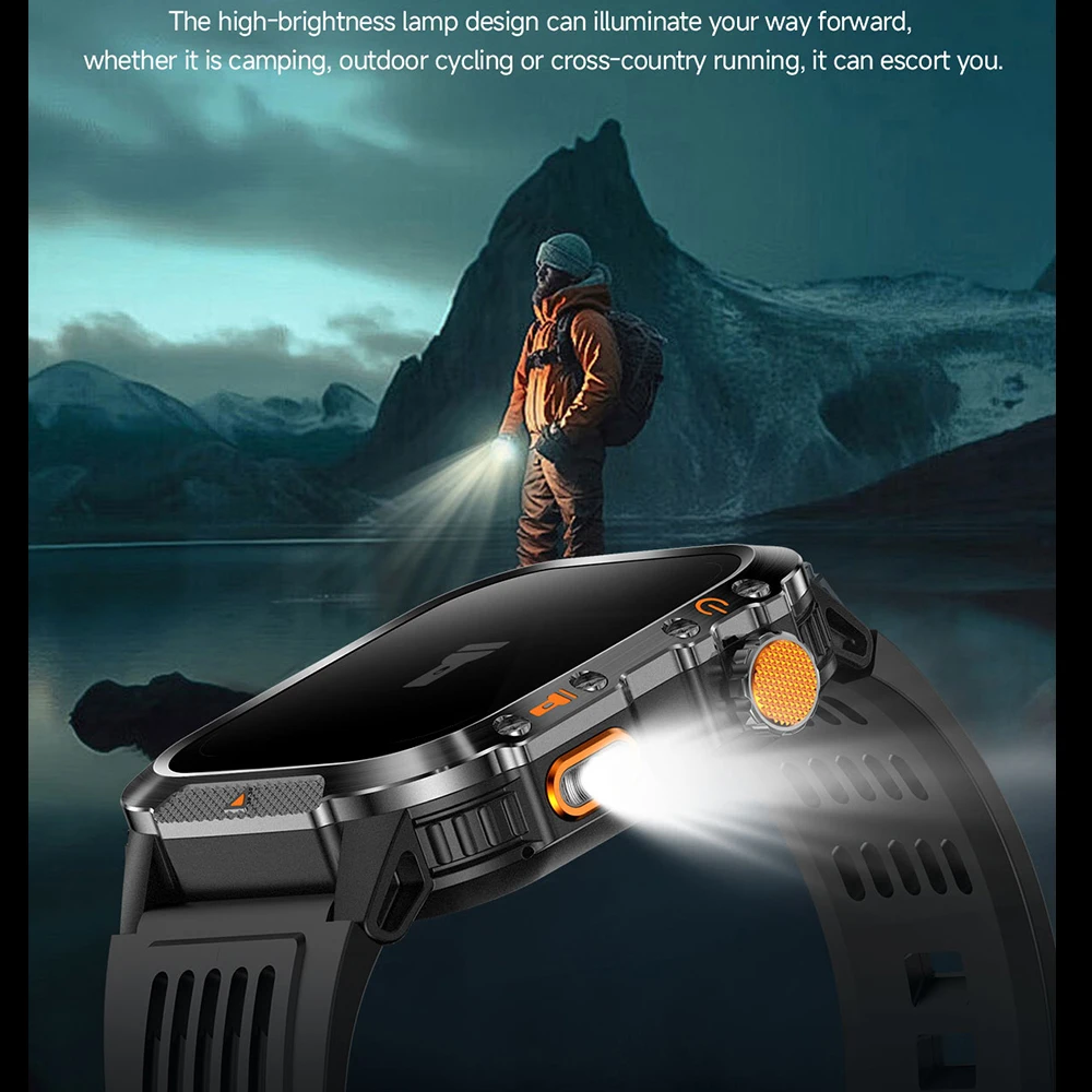 2025 New GPS Satellite Positioning Smart Watch Men Flashlight Compass 30M Waterproof Bluetooth Call Smartwatch Android IOS