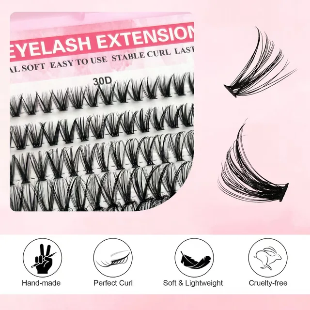QIUNING Eyelash Clusters Kit Fluffy Individual Lashes Lash Bond and Seal and Remover Faux Mink Lashes Eyelash Extension DIY