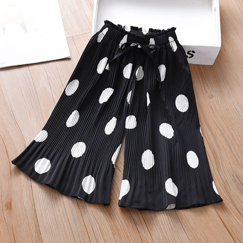 

Casual Kid Baby Girls' Spring Summer Trousers Thin Elastic Waist Dot Print Ankle Length Flare Pants Chic Breathable Child Wear