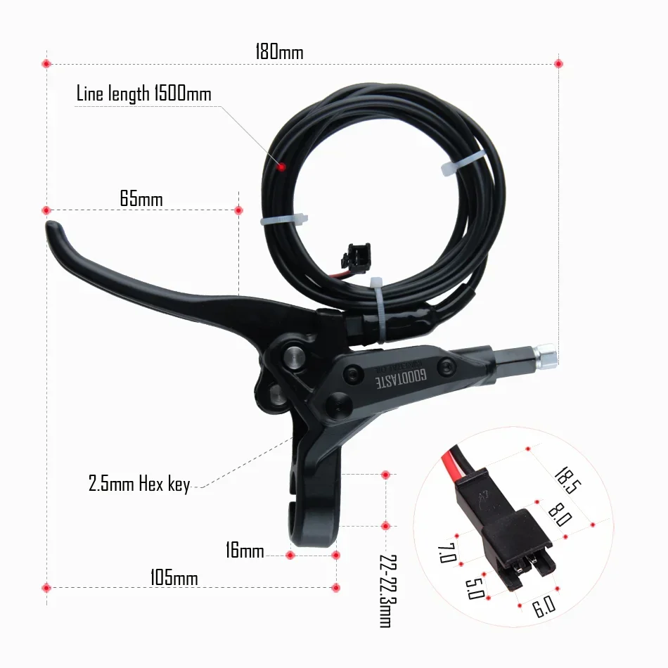 Goodtaste GT07N Right Disc Electric Scooter Hydraulic Brake Split 2300mm Oil Pipe Power Off Xod Parts 2 Pin sm2a wire terminal mountain bicycle disc brake bicycle disc brake pads bicycle disc brake mountain bike disc brake