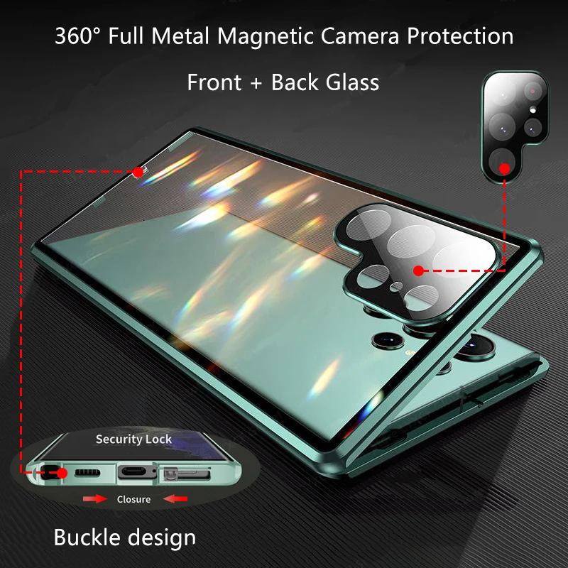 360 ° Magnetische Metallhülle für Samsung S26 Ultra S25 S24 S23 Plus Doppelseitige Ultra HD Anti-Kratz-Glas-Displayschutzfolie