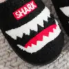 Shark Pattern Embroidery stuffed Home Platform Cozy Fur Slippers Black Warm Non-slip Indoor Slippers Couple Men Women Wearable casual Slippers 4