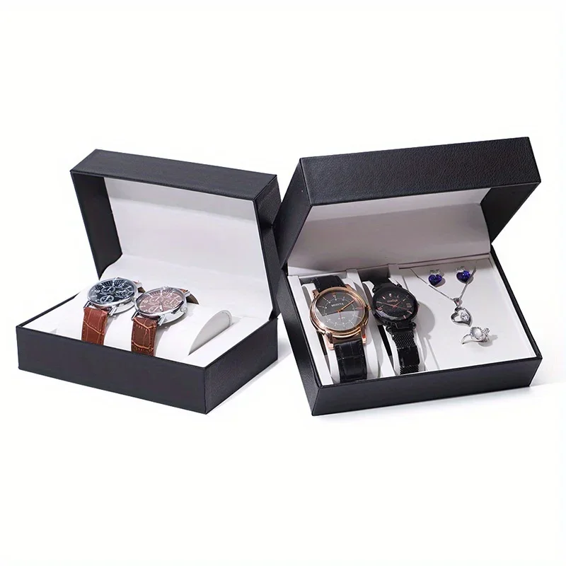2 Slots Flip PU Leather Watch Packaging Box Necklace Pendant Bracelet Jewelry Watch Set Box 1pc