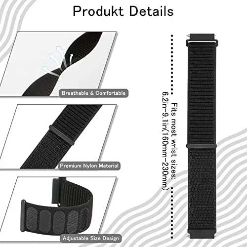 Nylon Loop Strap - Comfortable Bracelet Wristband (18mm, 20mm, 22mm)