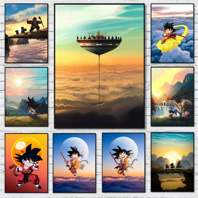 

Japanese Anime Canvas Paintings Dragon Ball Goku Cartoon Character Picture Wall Decoration Comics Pictures Poster Toys