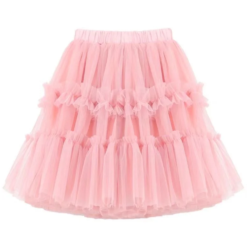 

K50904 BLACK Pink Girls Mesh Cute party girls clothing skirt size 3-15Y