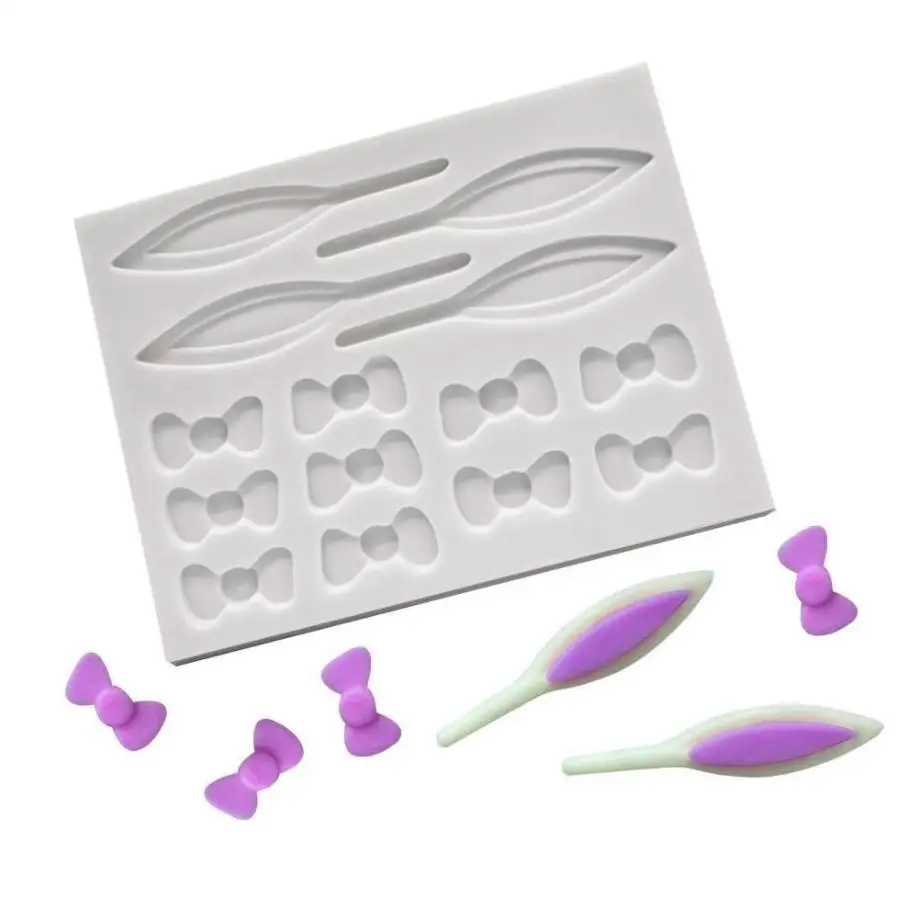 1 Pcs Silicone Baking Mold DIY Easter Rabbit Ear Bowknot Fondant Candy Chocolate Mold Cake Decorating Tool Kitchen Supplies